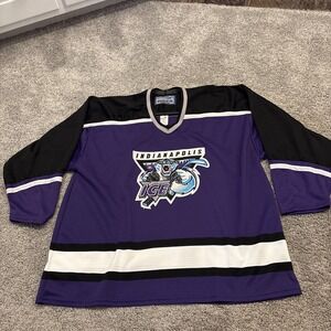 Vintage Authentic Bauer Mesh Knit Indianapolis Ice Purple Away Hockey Jersey